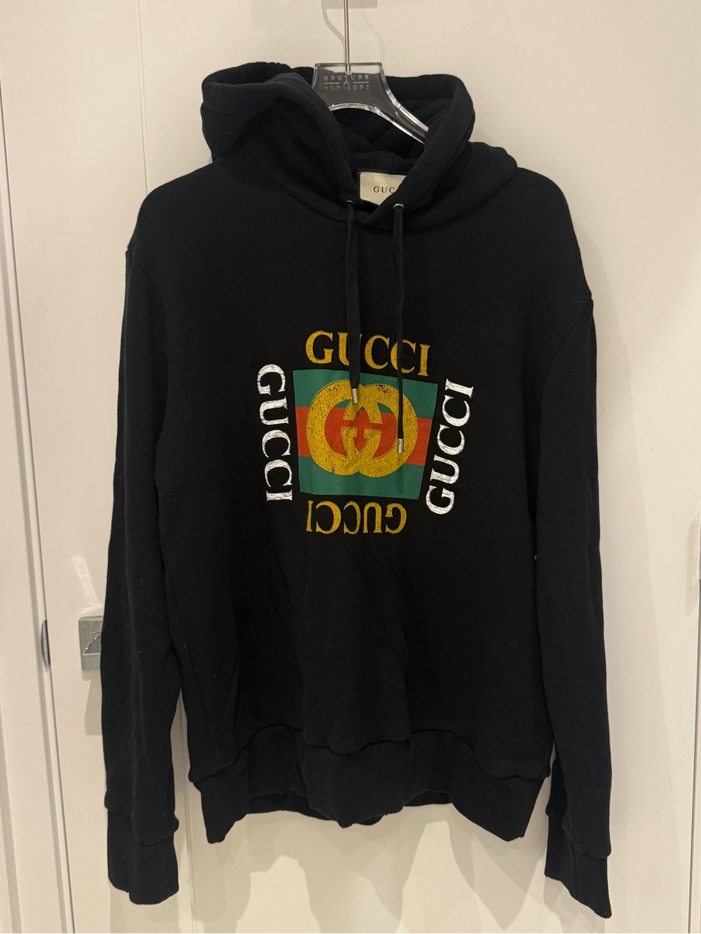 Gucci Black Hoodie with Multicolor Logo